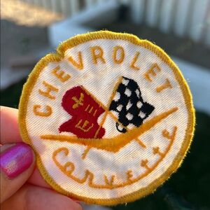 Vtg Chevrolet Corvette Crossed Flags Insignia Patch